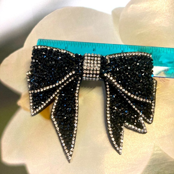 Black Bowknot Crystal Rhinestone Hair clip - Picture 5 of 6